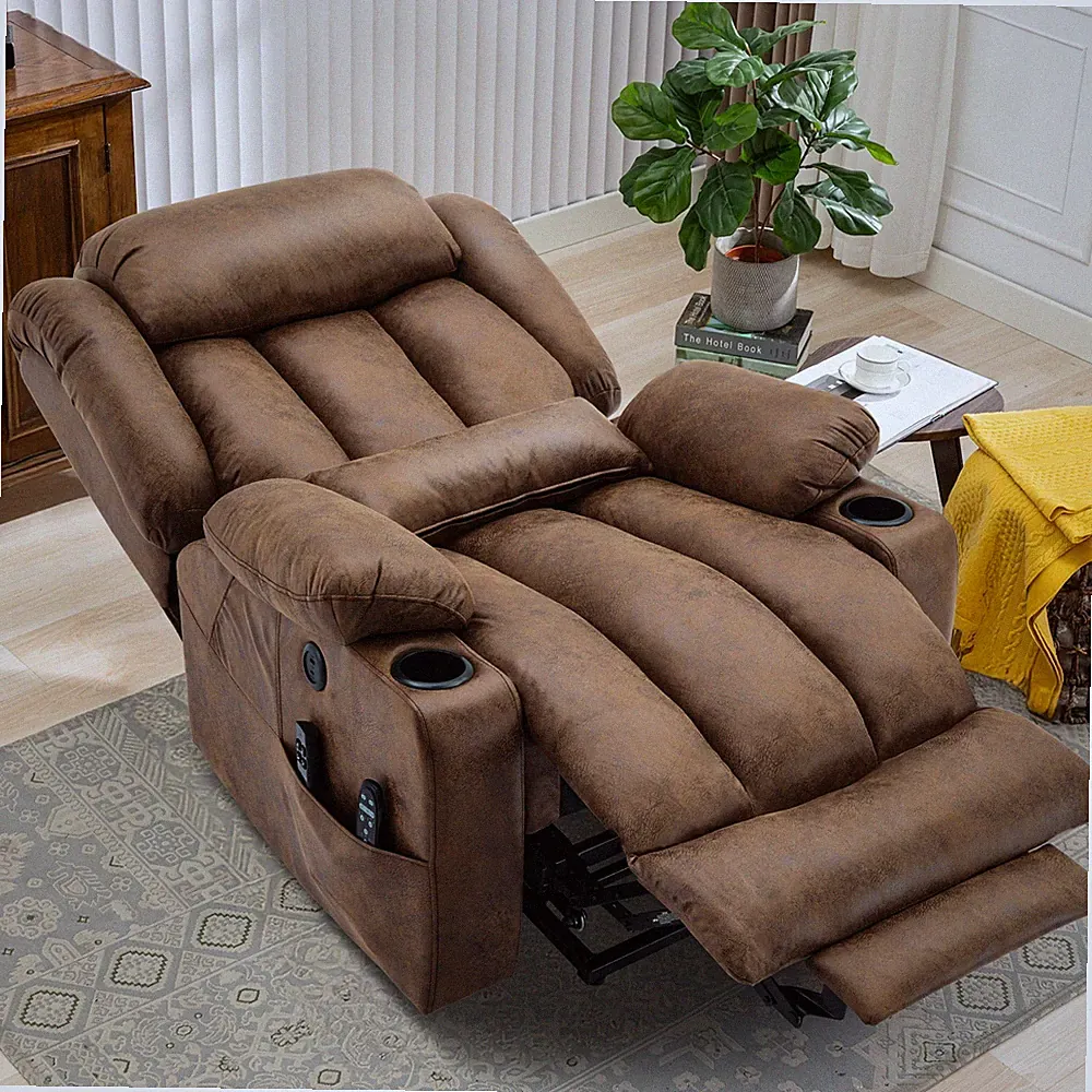 Dual Motor Lay Flat Power Lift Recliner Oversize Massage Heat Reclining Sofa