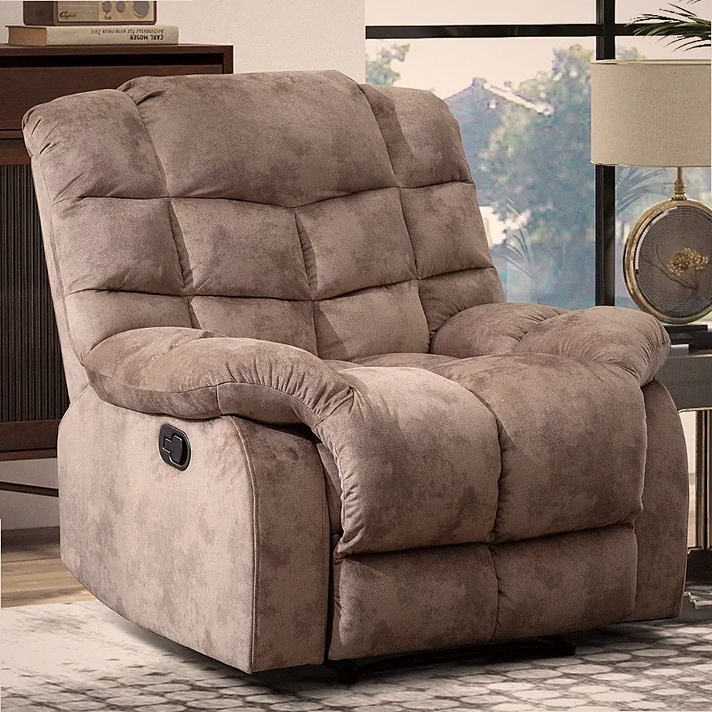 EBELLO Manual Recliner Chair Soft Fabric Reclining Chair w/ Soft Padded Armrest