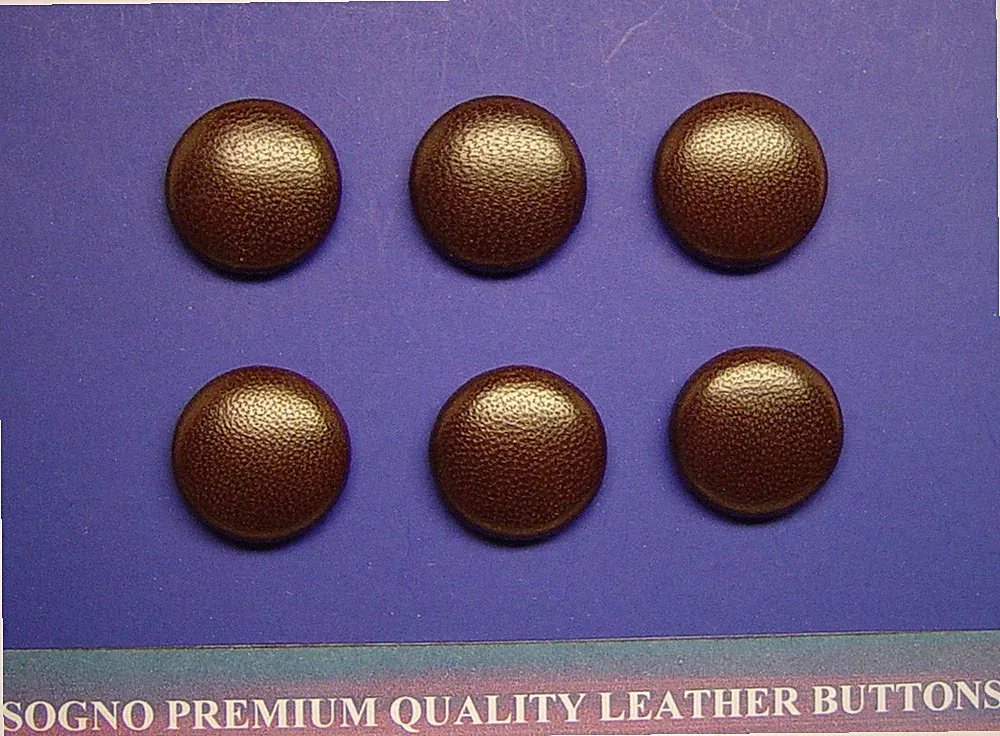GENUINE LEATHER TUFTING BUTTONS 6 Dark Chocolate Brown 20mm (13/16") made in USA