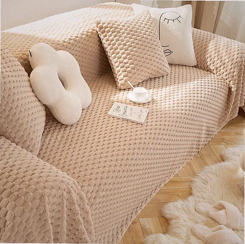 Honeycomb Velvet Sofa Towel Blanket Multifunctional Anti-cat Scratch Sofa Cover
