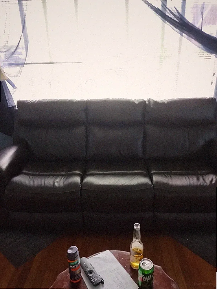 Leather Dual Recliner Sofa with Phone Charger On Each Side $800 Dark Brown