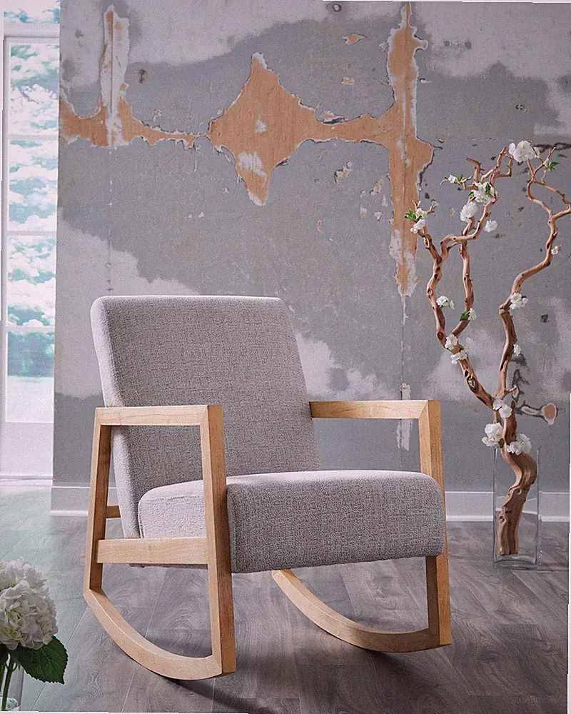 Signature Design by Ashley Wychworth Rocking Accent Chair, Gray/Natural