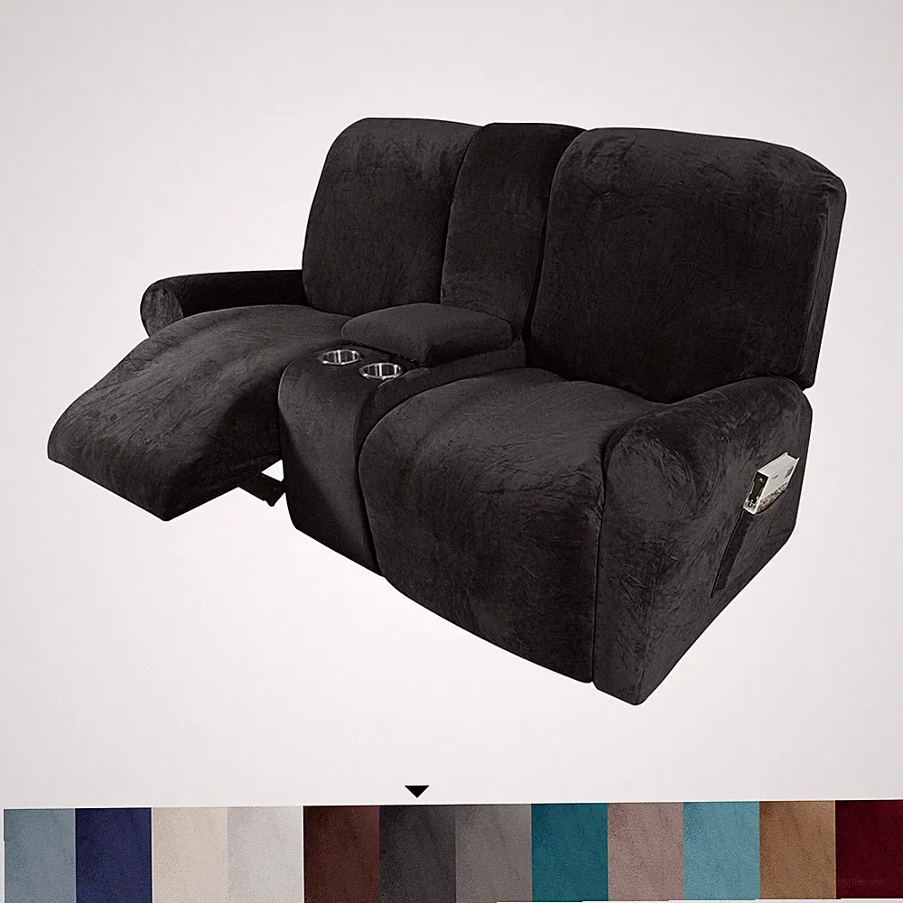 Stretch Recliner Loveseat Cover with Middle Console 2 Seat Couch Sofa Slipcover