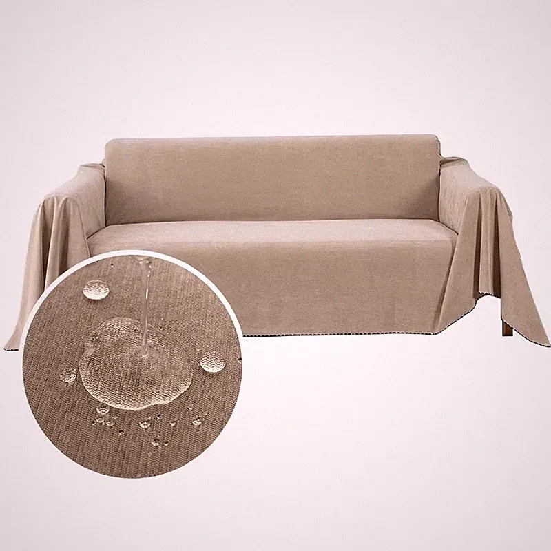 Waterproof Sofa Blanket Multipurpose Solid Color Furniture Cover Durable Fabric